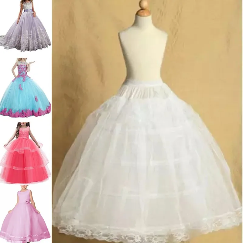 1-18Year White Toddler Petticoat for Girls Kids Crinoline Underskirt Flower Girl Tulle Dance Dress Puffy Skirt Jupon 3Hoop 7Size hot sale adult women petticoat mnini tutu skirt ball gown dance sexy women short puffy tulle skirts