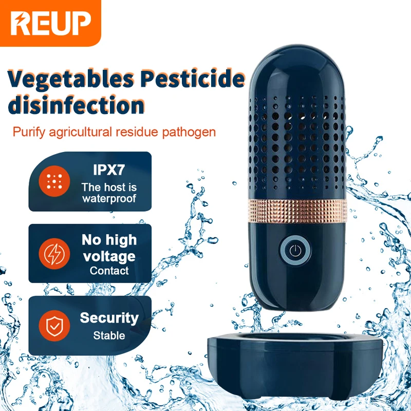 Reup protable fruta vegetal máquina de lavar forma cápsula sem fio purificador alimentos do agregado familiar pesticidas desinfecção legumes