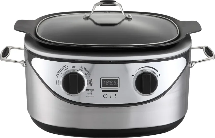 Slow Cooker 7-in-1 Programmable Multi-Cooker Pot 6-Quart,Delay Timer&Auto-iQ Recipes,Rice Cooker,Brown,Saute,Boil,Steamer,Yogur