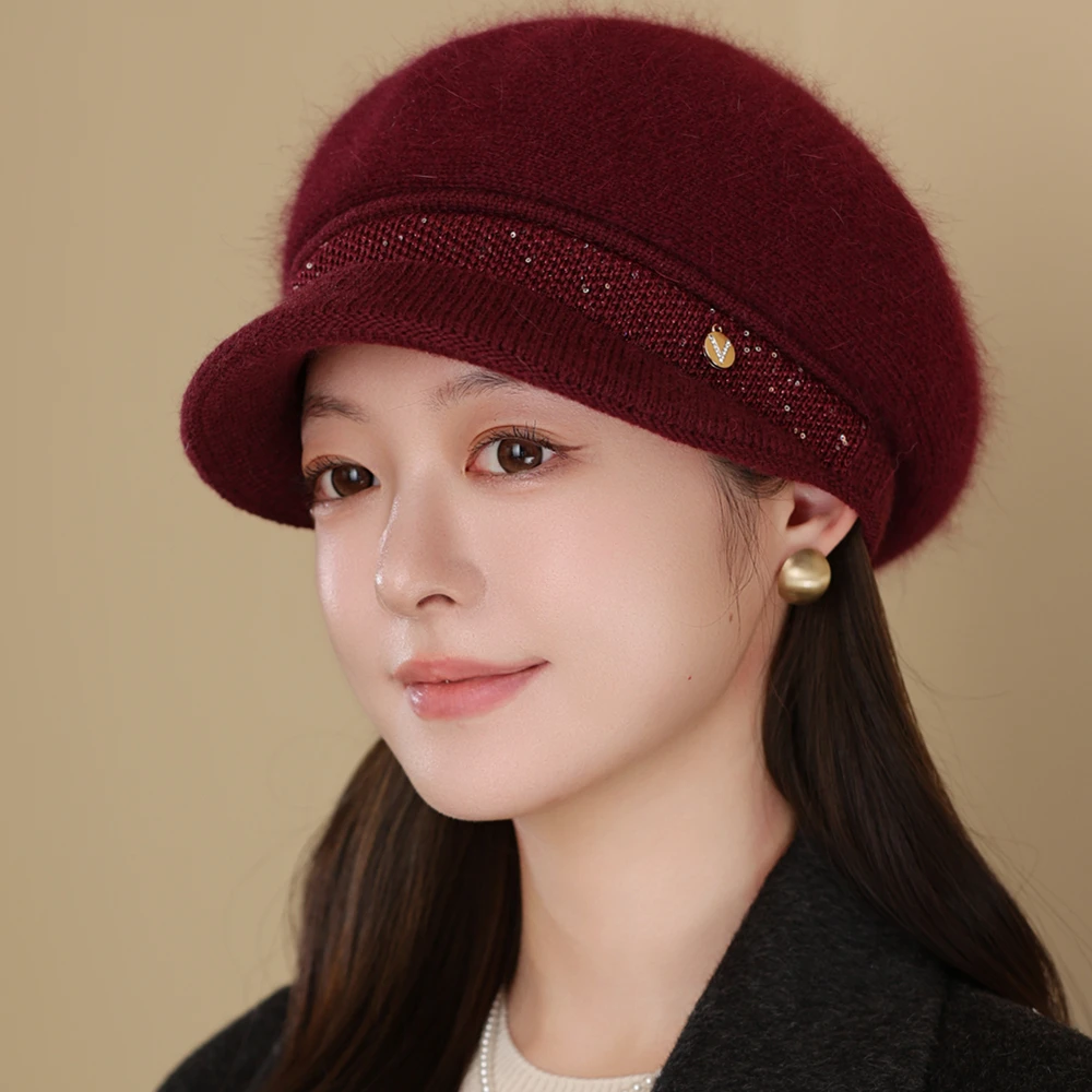 Neue Frau Winter Warme Mütze Plüsch Fell Gefüttert Warme Kappe Für Frauen Casual Kaninchen Fell Mischung Hut Streetwear Outdoor-Mode Gestrickte Hut – Detail 21