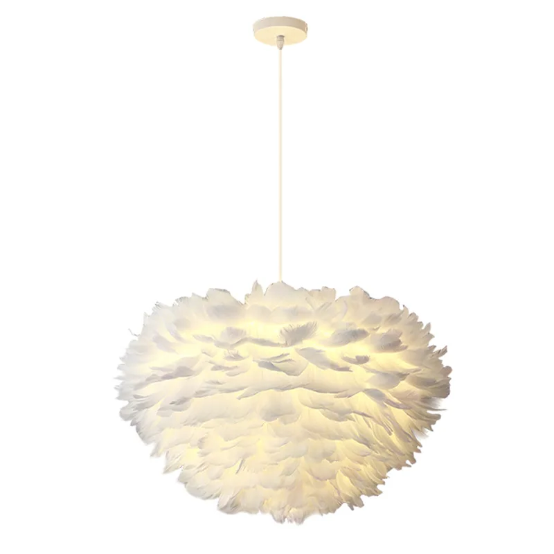 

Cafe Restaurant Feather Pendant Lights Bar Shop Single Head Hanging Lamps Personality Lighting Nordic Dining Room Pendant Lamps