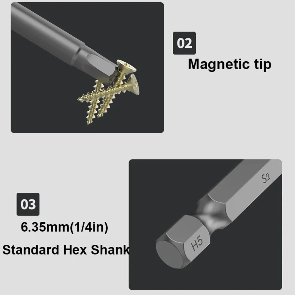 10Pcs 1.5-12mm 1/4 Inch Hex Head Allen Wrench Screwdriver Drill Bit  Set Magnetic Tip 100mm S2 Steel  Metric Hex Key Screwdriver 5