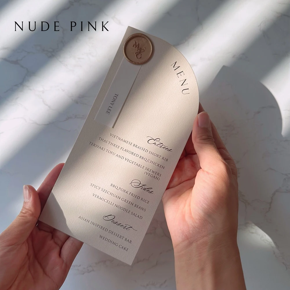 Half Arch Menu Wax Seal Menu Place Cards Printed arch wedding menu Wedding minimalist menu vellum card name
