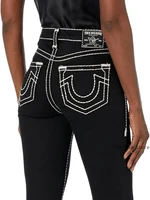 Women Skinny Hirise Super T Exposed Button Embroidered Jeans Harajuku High Waist Straight Leg Wear Wide Leg Pants Women Clothing 1