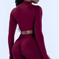 NCLAGEN Impact Crop Zippy haut de fitness à manches longues pour femmes vêtements de gymnastique sans couture course entraînement séchage rapide Pilates sport chemise de yoga 2