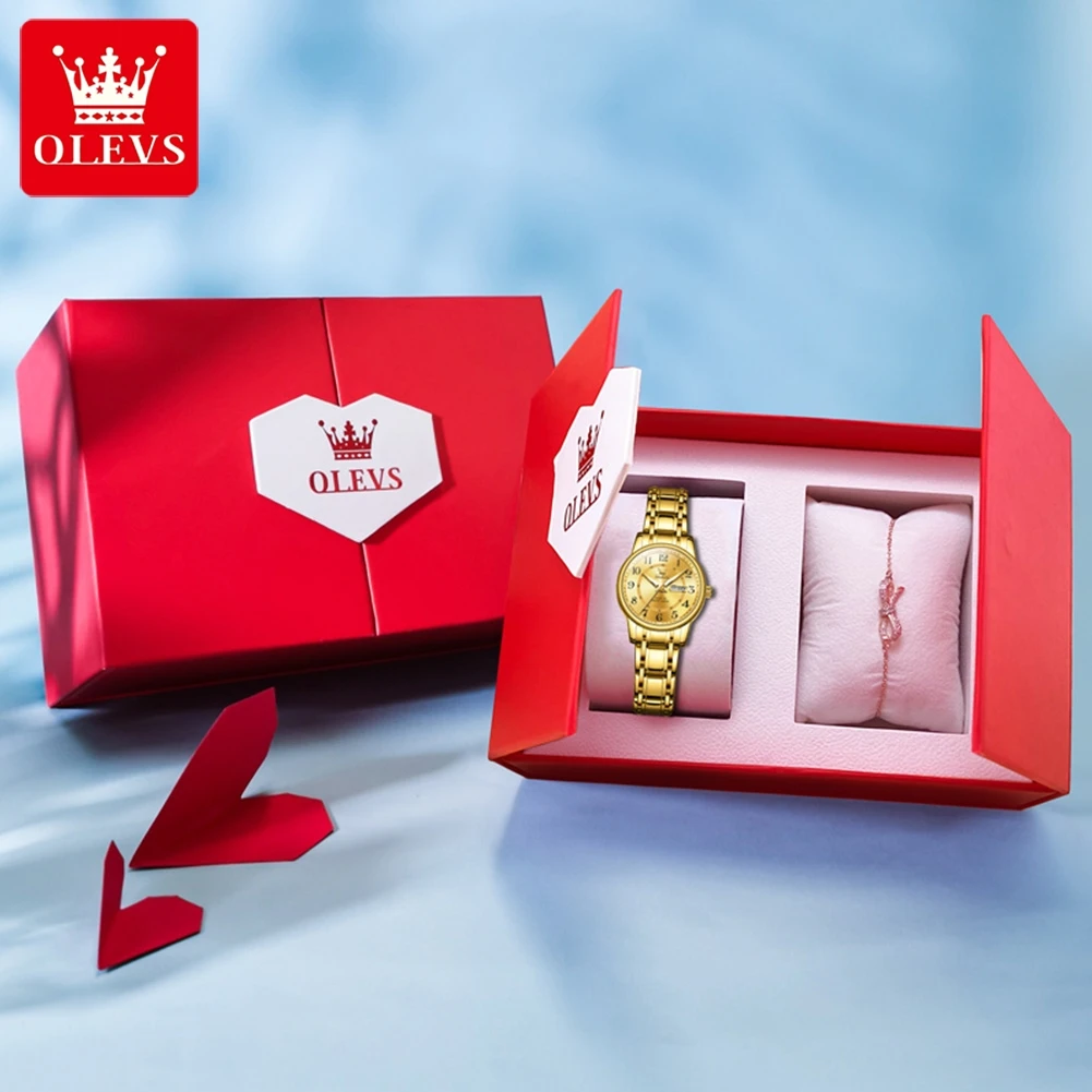 Luxury Business Golden Quartz Watch for Women Numeral Scales 30M Water Resistance Calendar Luminous Fashion Ladies Wristwatches