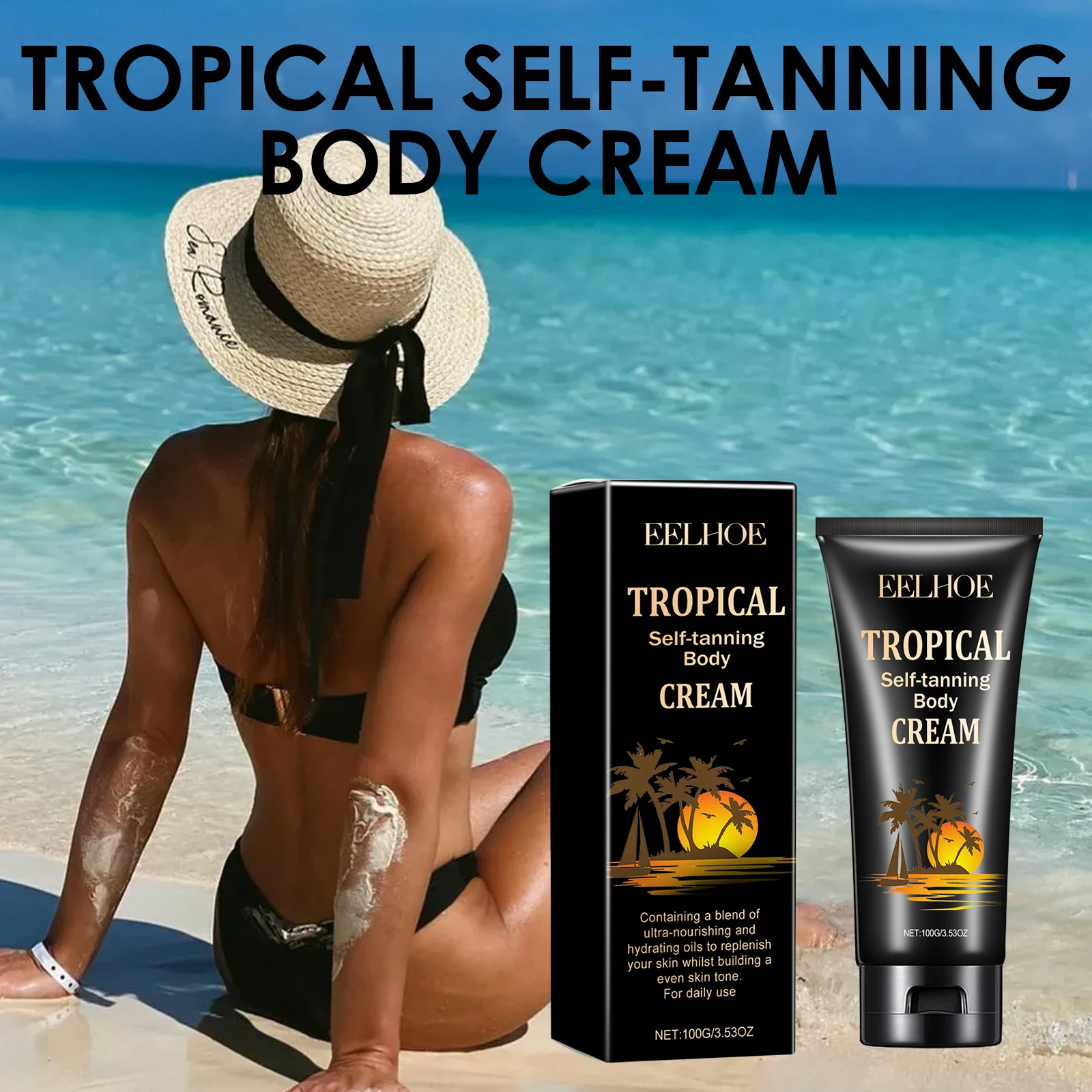 Body Self-Tanning Cream Self Tanner Quick Tanning Accelerator Body Natural Bronzer Dark Wheat Color Moisturizing Fake Tan Cream