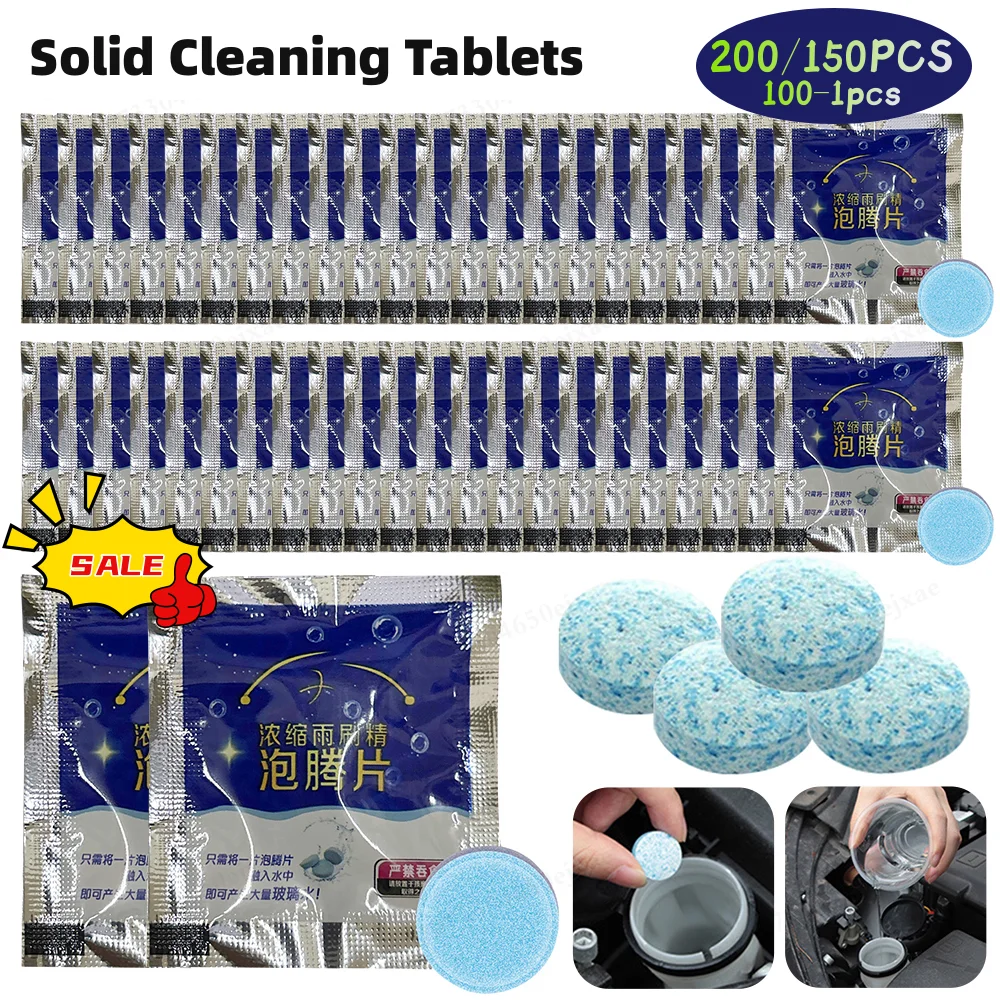 200-1pcs Household Glass Cleaner Auto Glass Cleaning Tablets Windscreen Wiper Wiper Solid Foam Tablets Foam Cleaner