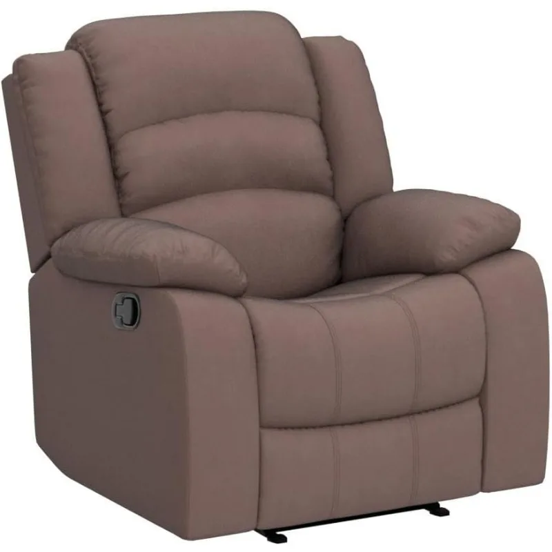 Manual Recliner Chair,Breathable Faux Leather Reclining Chairs with Overstuffed Arm and Back, Living Room Single Sofa Recliners