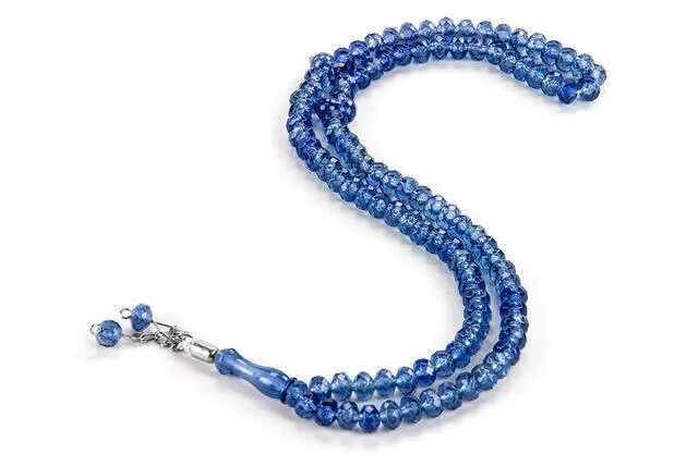 

IQRAH Crystal Looking 99 Rosary Mevlüt Hajj Umrah Gift 10 Midnight Blue