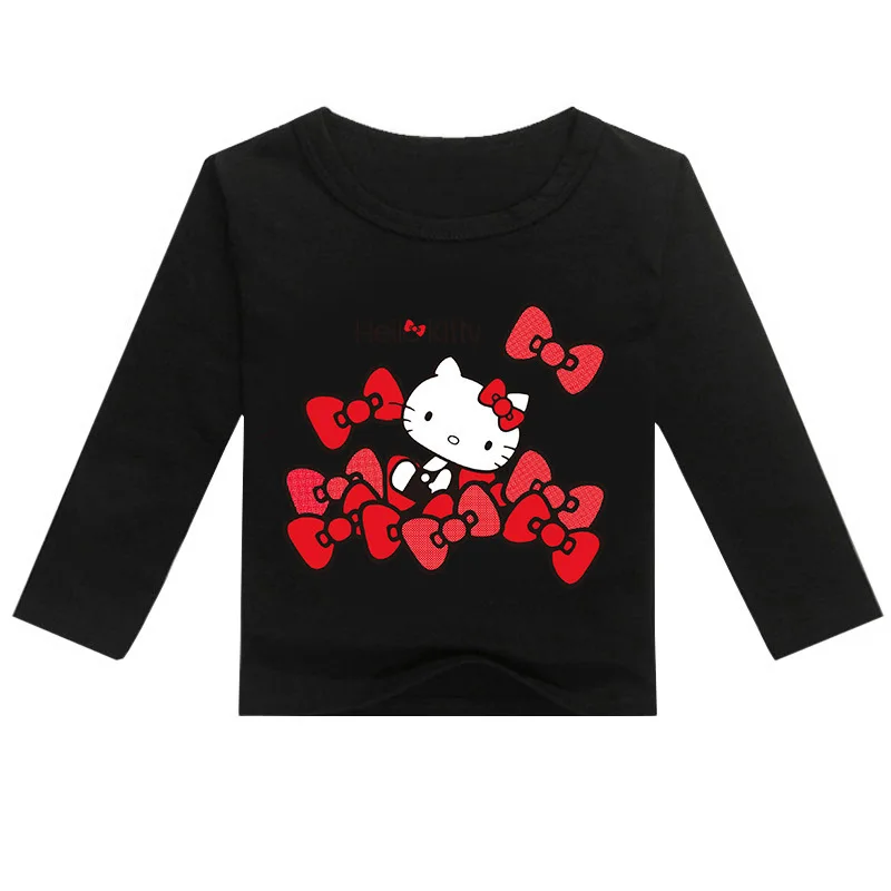 thumbnail image 1 of Hello Kitty-Camiseta estampada de algodón para niños, camiseta básica de manga larga a la moda para primavera y otoño, Top informal deportivo para niños, 1 of 5
