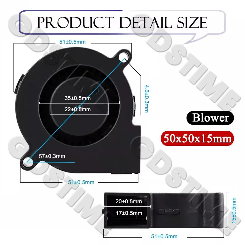 DC 5V 24V Radial Turbo Blower 50x15MM 3D Printer Accessories Fan 50MM Brushless DC Cooling Fan 5CM 5015 Cooler