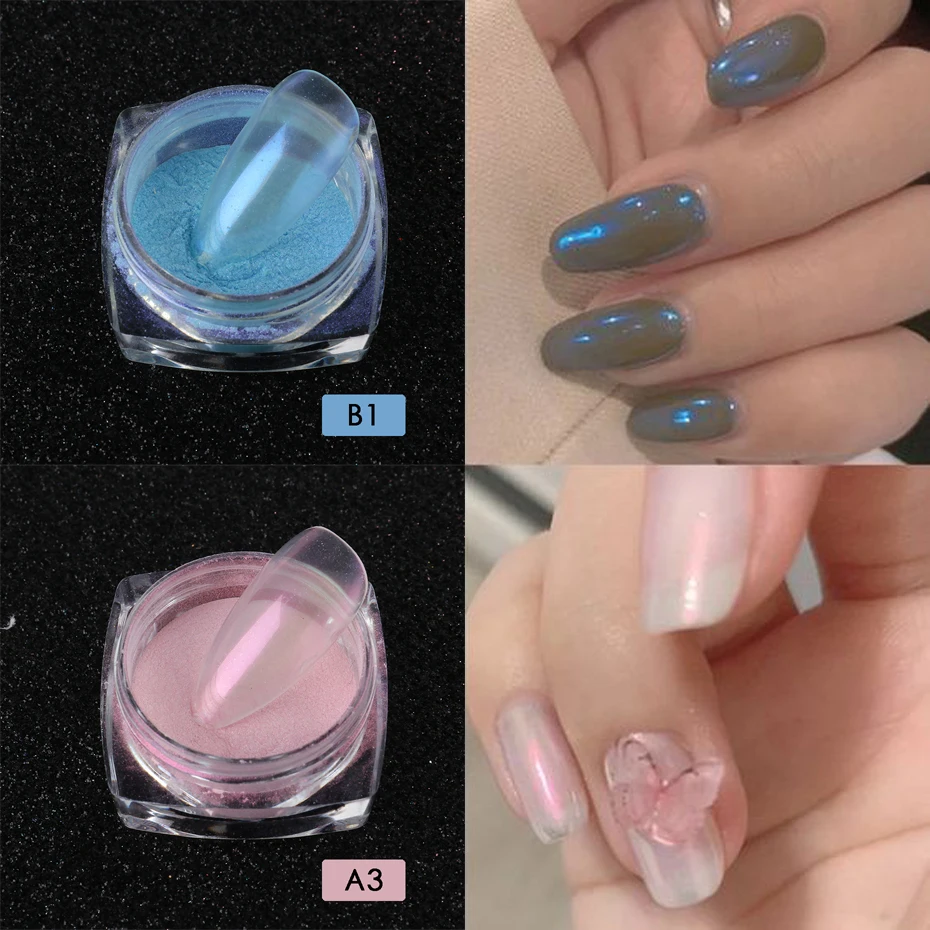 Moonlight Aurora Nail Glitter Shimmer Transparent Dipping Powder Mirror Mermaid Effect Chrome Pigment Dust Manicure Decor JI1786