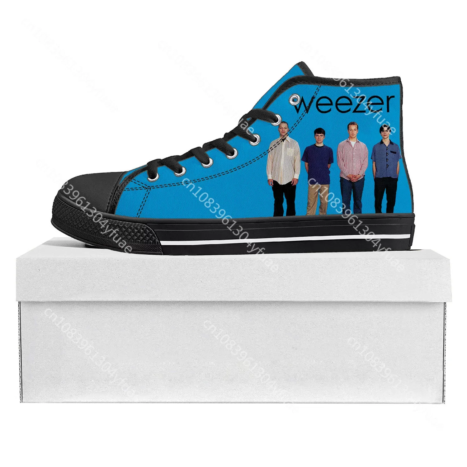 Weezer Pop Rock Band High Top High Quality Sneakers Mens Womens Teenager Canvas Sneaker Casual Couple Shoes Custom Shoe Black 2