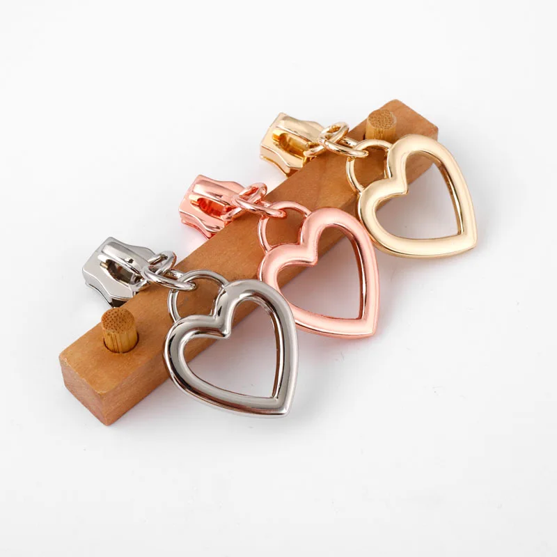 Heart Zipper Sliders for Nylon Zipper Tapes Metal Zippers Head Kits Purse Handbag Zips Pull DIY Craft Kit Accessories zipper sliders zipper heads zipper accessories