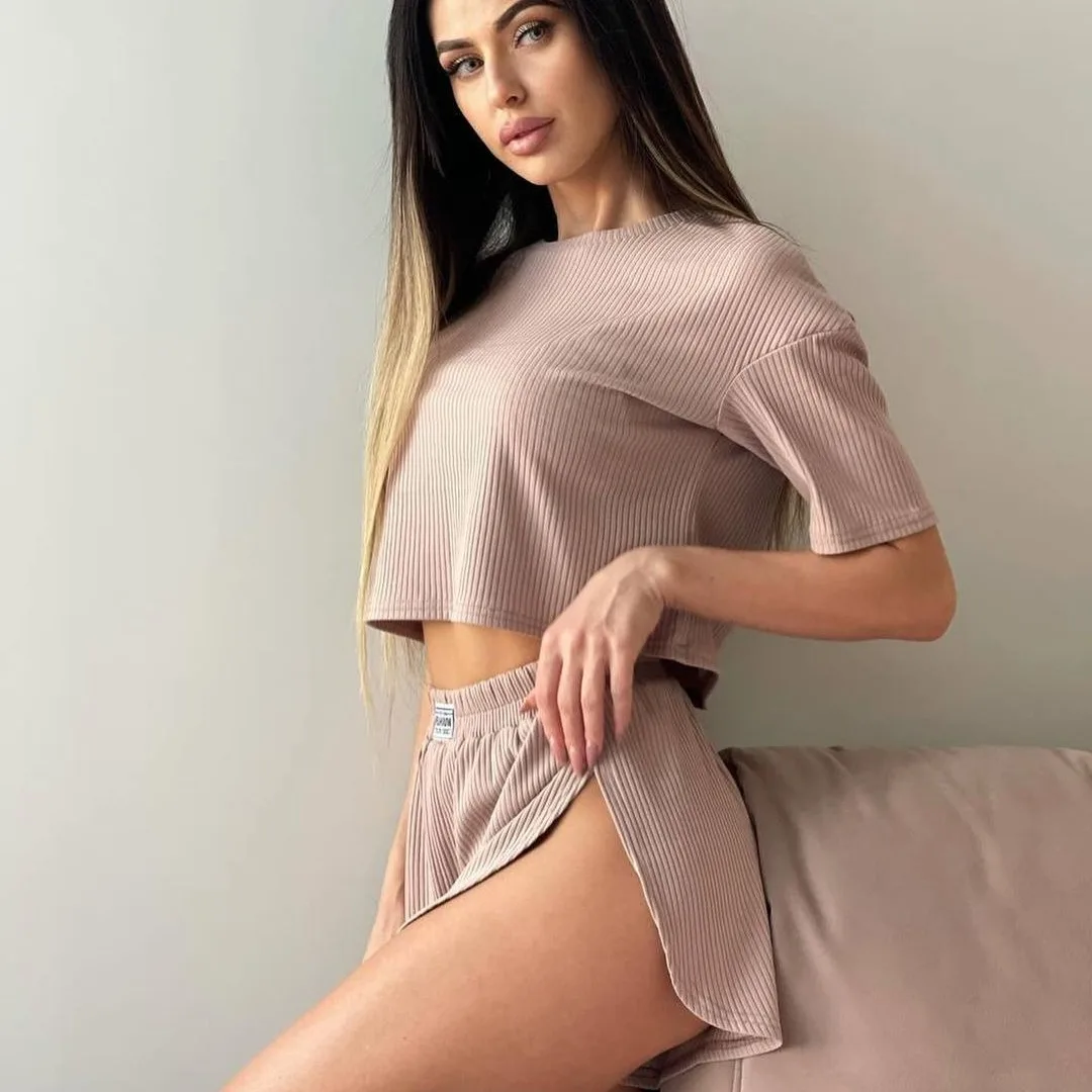Shorts Suit Pyjamas Sleepwear Lingerie Sleepwear Lingerie Set Women's Pajamas Two Piece Comfortable Sexy Short Sleeve Top Shorts Homewear