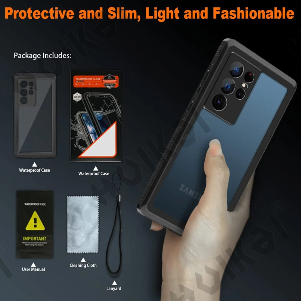 IP68 Shellbox Waterproof Case For Samsung S22 S21 S20 Plus Ultra Note 20 Ultra Shockproof diving Swimming Phone Luxury Cover Fun