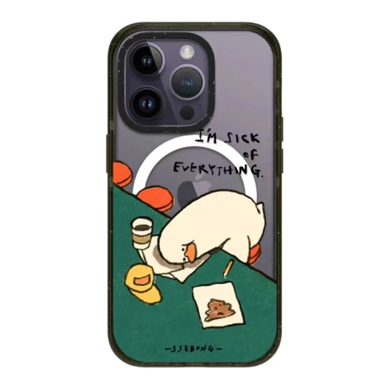 MagSafe Acrylic Cartoon Duck Phone Case Cover for IPhone 11 12 13 14 15 Pro Max Case for IPhone 15 Pro Max
