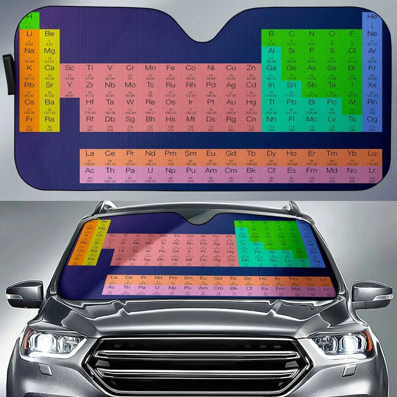 

Periodic Table of Elements Car Windshield Sun Shade Cover Protector Blocks UV Rays Visor Heat Protection Universal Accessories