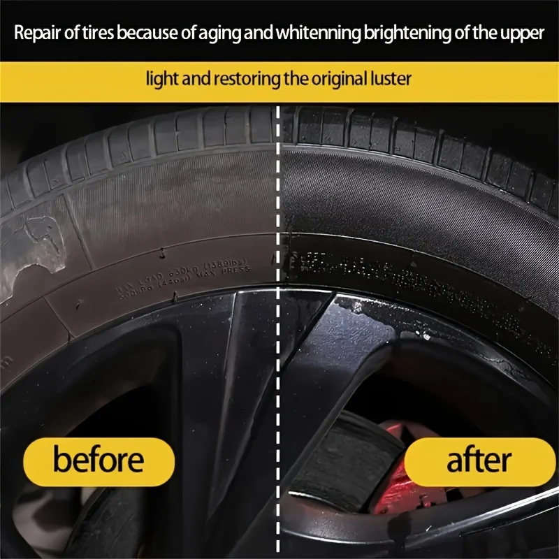 Car Tire Gloss Hub Refurbishment Gloss Restoration Gloss Auto Tire Brightener Tire Hub Cleaner Tire Protect Maintenance Wax 6