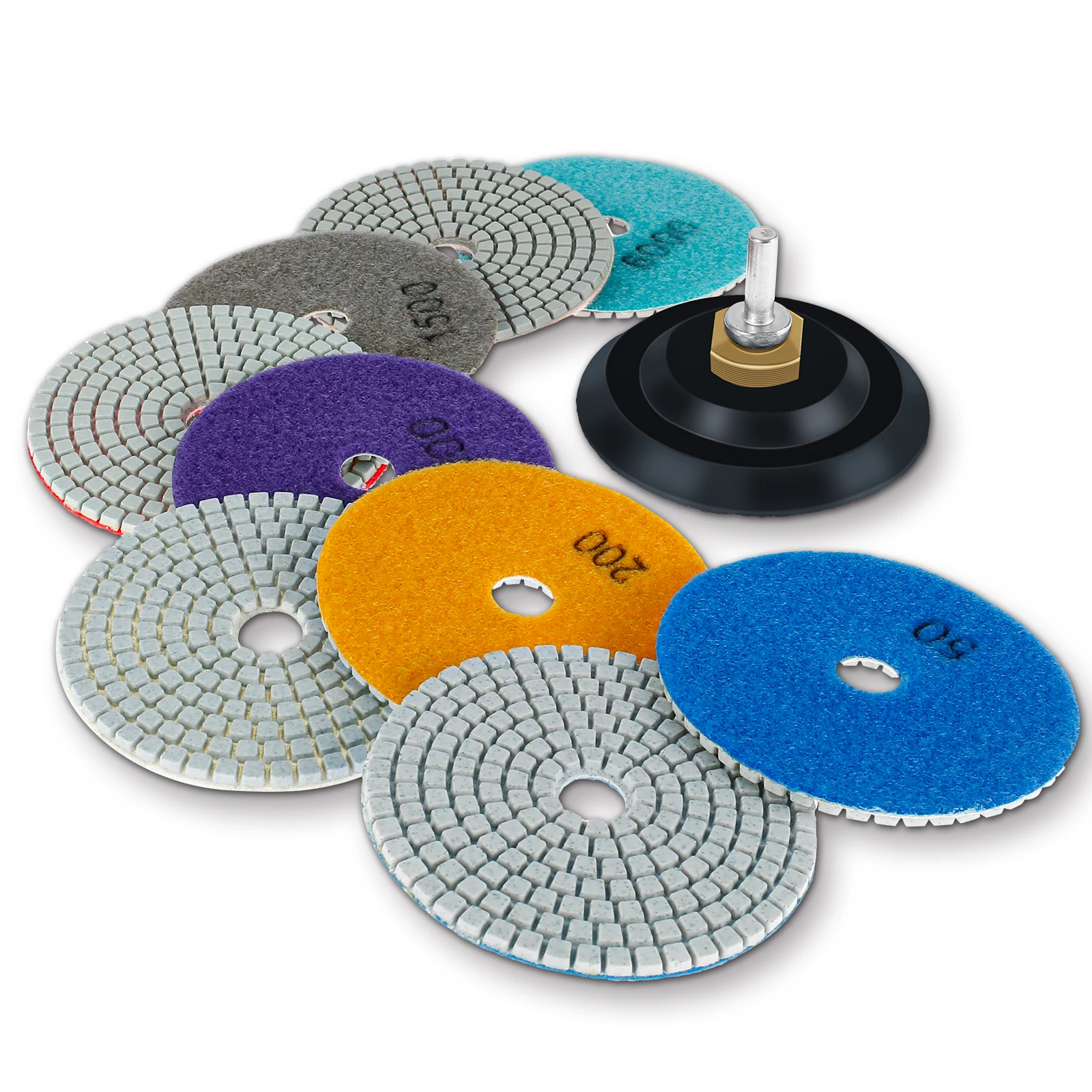 

11Pcs Diamond Polishing Pads 4 inch 100mm Wet/Dry Polishing Pads 50-6000 Grit Hook and Loop Grinding Discs Grinder Tools