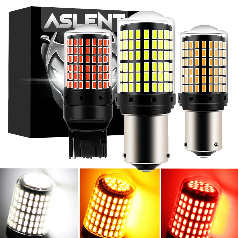 2 uds 1156 BA15S P21W BAU15S PY21W T20 7440 W21W 3157 1157 P21/5W W21/5W bombillas LED 144smd lámpara Led CanBus para luz de señal de giro