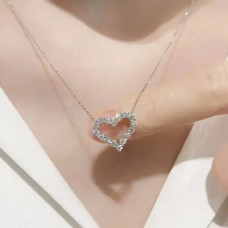 Valentines Day Gifts For Her OOBEE Moissanite Heart Pendant Necklace For Women 925 Sterling Silver Fine Jewellry Gifts For Women, Anniversary Birthday
