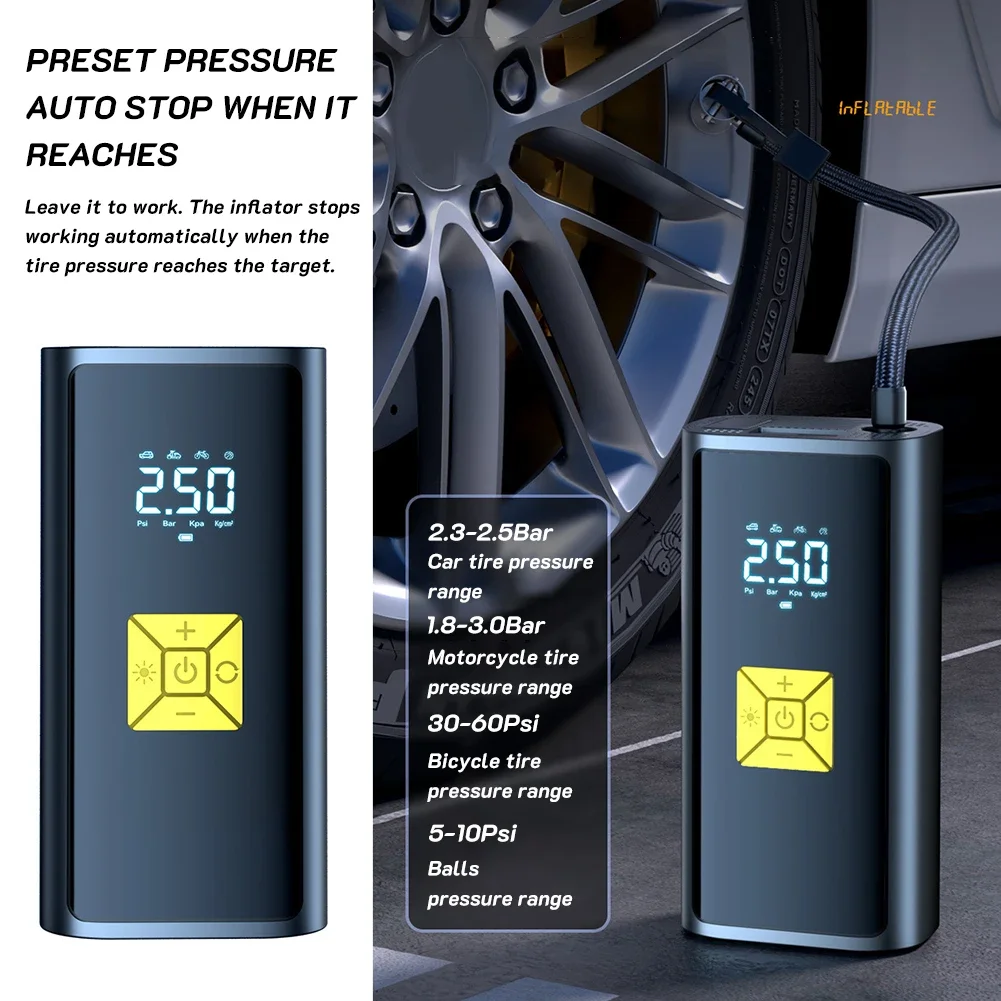 8000mAh 150PSI Smart Air Pump Portable Car Automatic Compressor Tire Inflator for Motorcycle Bicycle Inflatable air pump electric tire inflator air compressor pump tire inflator inflatable pump