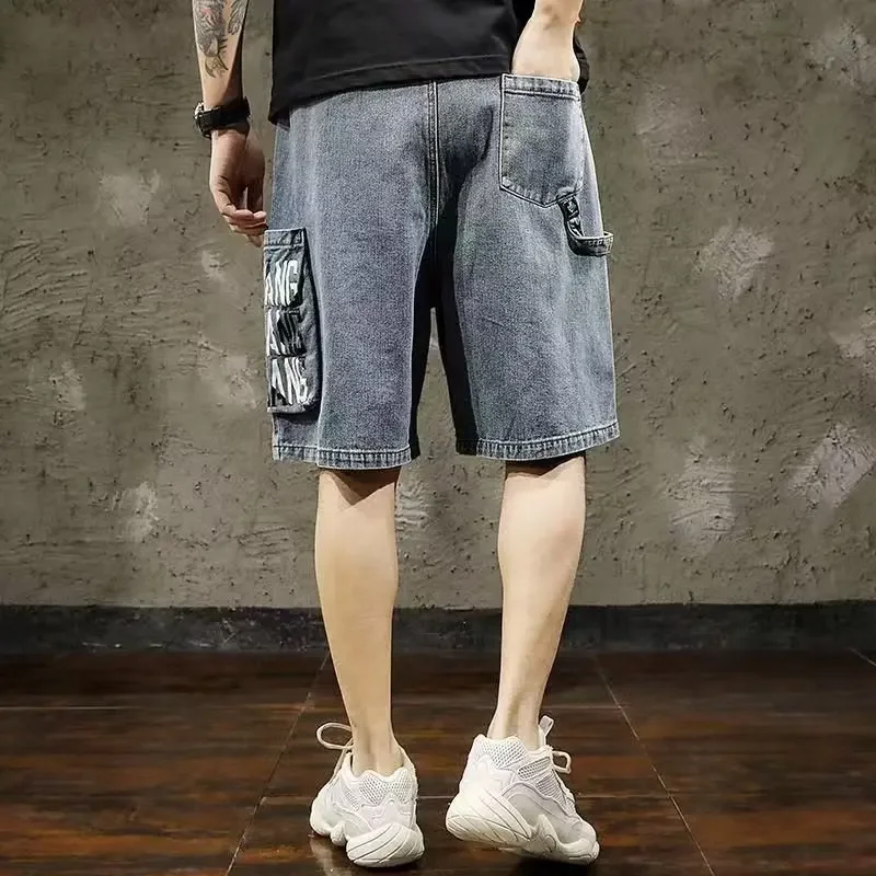 Denim Shorts Men Summer Workwear Multi-pocket Loose Fit