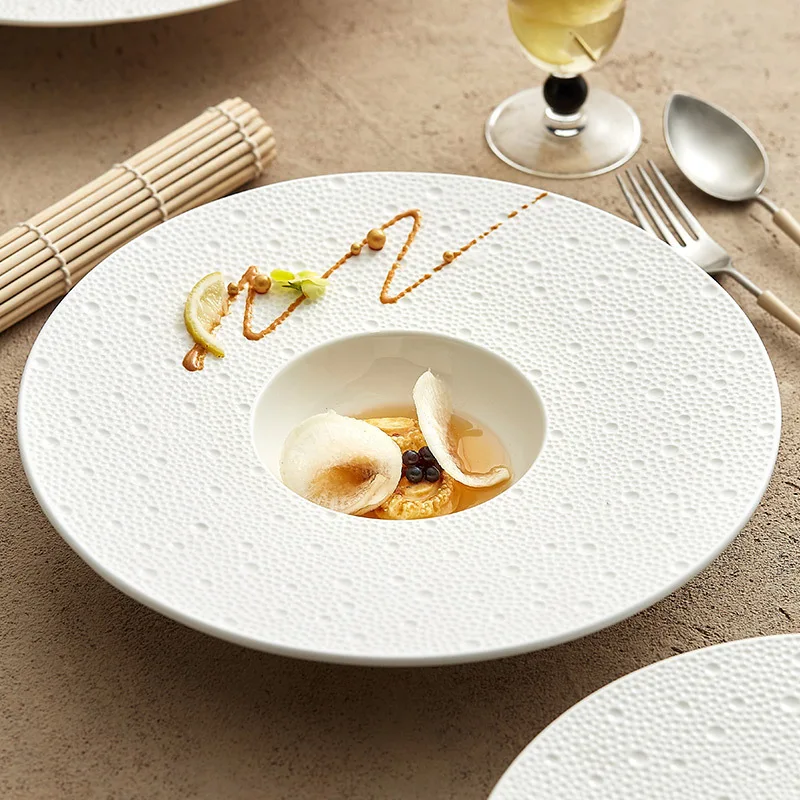 

Ceramic Straw Hat Plate, White Western Cuisine Plate, Hotel Club, Cold Dish, High Sense, Artistic Cuisine, Dim Sum