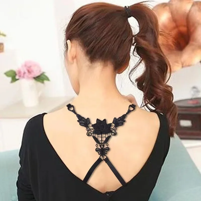 Elegant Lace Crossback Bra Straps for Women - Non-Slip Decorative Shoulder Accessory