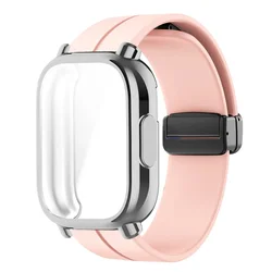 Enhanced TPU Case with Silicone Strap for Smartwatch Protection and Style (Pink - S)