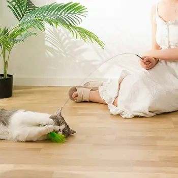 Interactive Cat Toy Funny Simulation Feather Bird with Bell Cat Stick Toy for Kitten Playing Teaser Wand Toy Cat Supplies 3