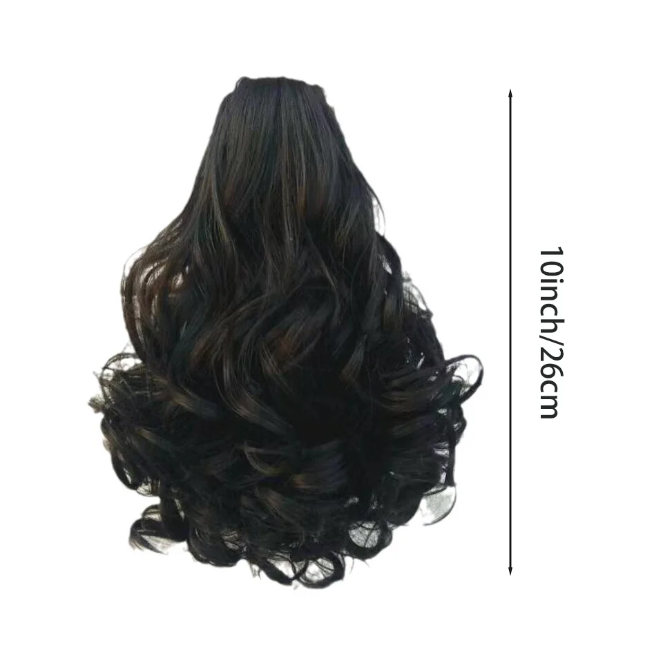 Synthetic Hair Ponytail Extensions Claw Clip in Hairpieces for Women High Temperture Fiber Short Wave Ponytail Black Brown
