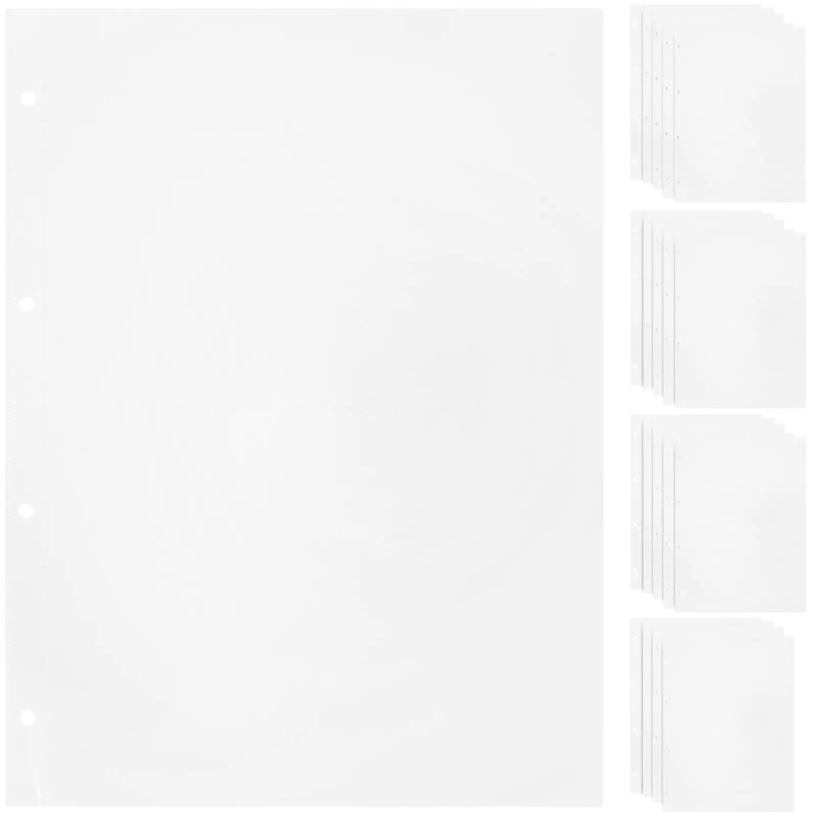 20개 사진앨범 교체 페이지 투명 플라스틱 슬리브 4링 루즈리프 사진 정리용 투명 홀더