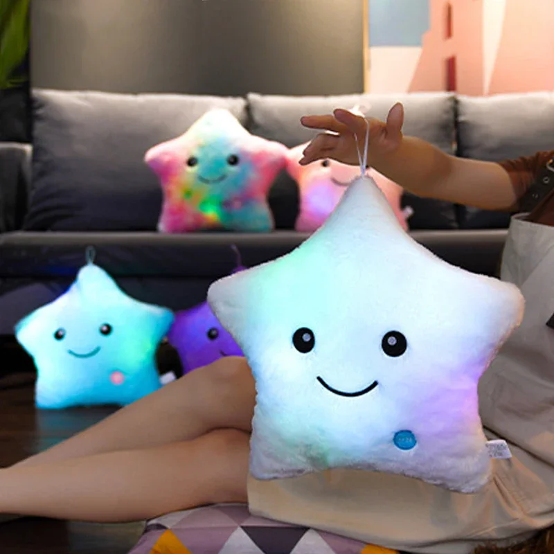 Plush Toy Electronic Star Plush Toy Stuffed Soft Star Pillow Doll LED Light Plush Glowing Soft Doll Baby Kid Toys Birthday Gift Home Decor