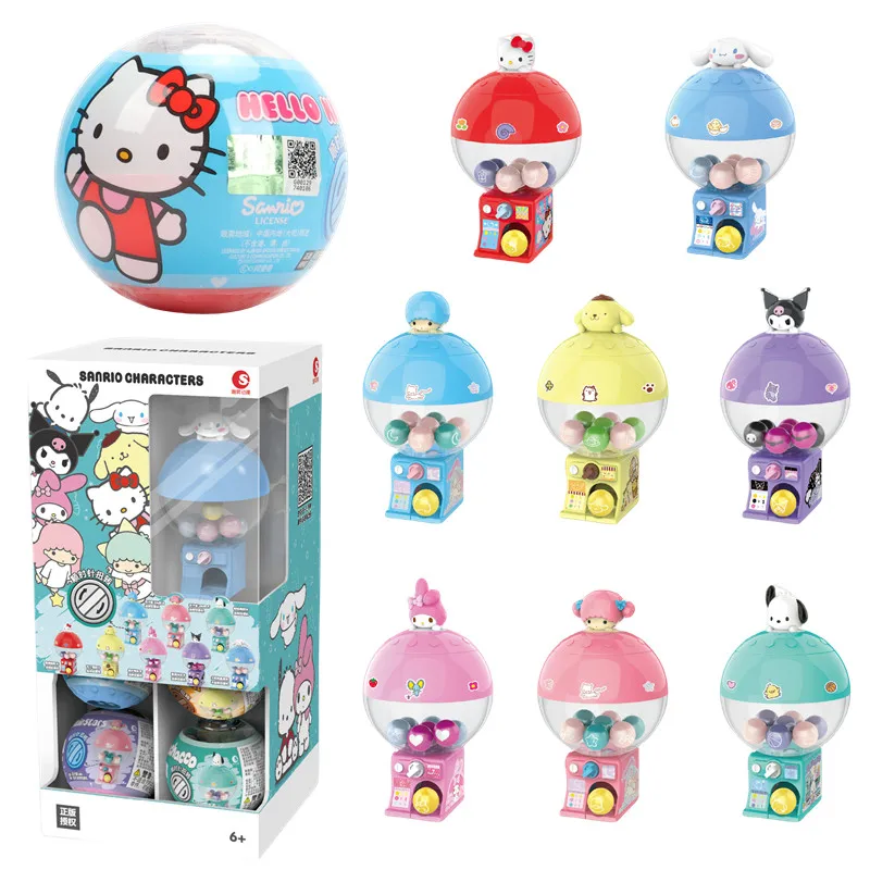 thumbnail image 1 of 14 piezas/caja Sanrio máquina para torcer huevos figura de dibujos animados Hello Kitty Kuromi Melody juguete para empalmar huevos torcidos, 1 of 5