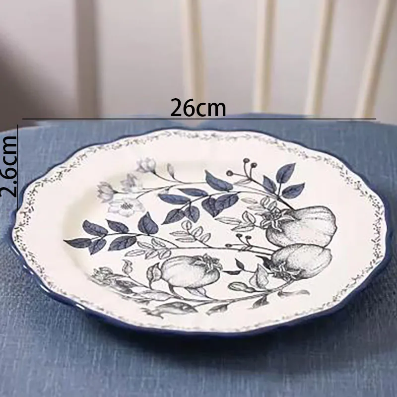 Retro Ceramic Plate Set European Hand Painted Flowers Desktop Dinner Set Plates and Dishes Wedding Center Fruit Salad Plates