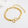 Bracelets de Couple en forme de cœur d'amour pour femmes et hommes, couleur argent, Double couche, chaîne assortie, bijoux cadeau pour amoureux, 1 pièces