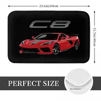 Red Chevy Corvette C8 Mid Engine Anti-slip Doormat Floor Mat Absorbent Mat Carpet Rug for Kitchen Entrance Home Footpad Mats 2
