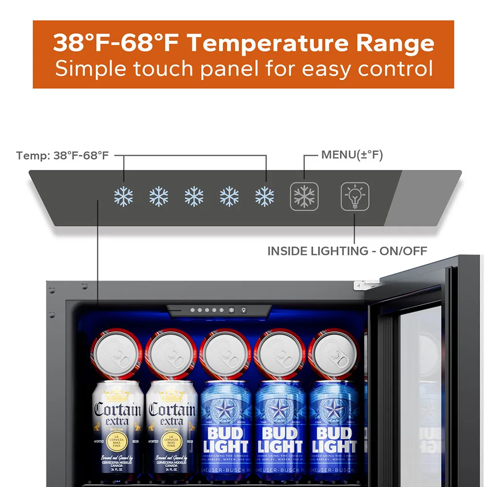 Ca&rsquo;Lefort 65 Can Beverage Refrigerator-Compact Mini Fridge with Glass Door, Perfect Beverage Cooler for Bedroom or Kitchen