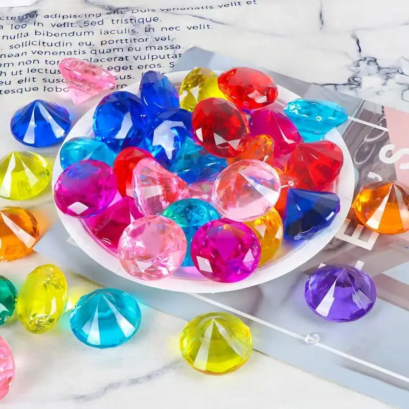 10PCS 보석 다이아몬드 장난감 해적 보물 아크릴 보석 보석 30MM 생일 선물 어린이를위한 파티 호의 소녀 소년