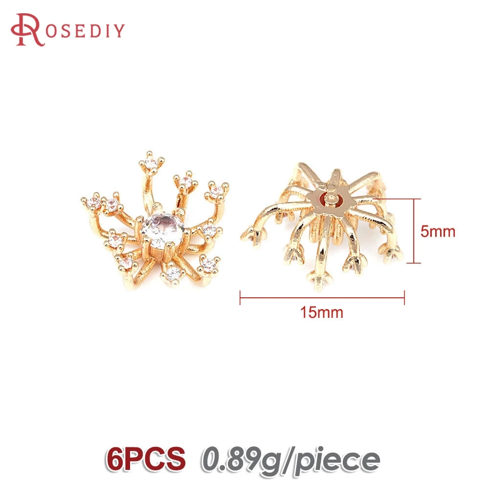 Elegant 18K Gold Brass Floral Bead Caps for DIY Jewelry & Earrings