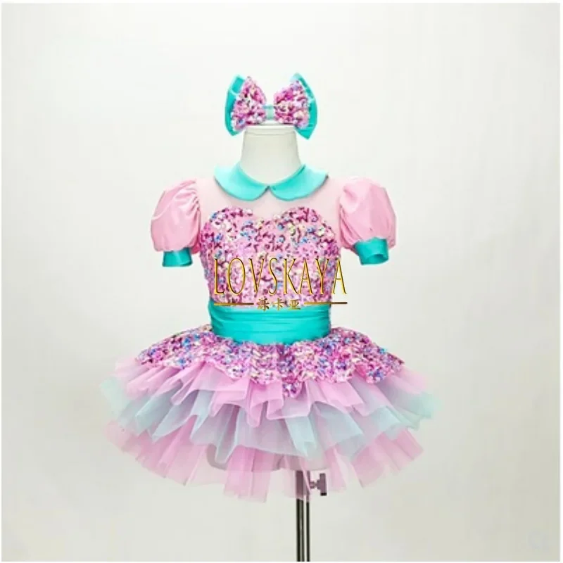 

New fluffy skirt performance suit girl sequin dance performance suit princess skirt dance suit