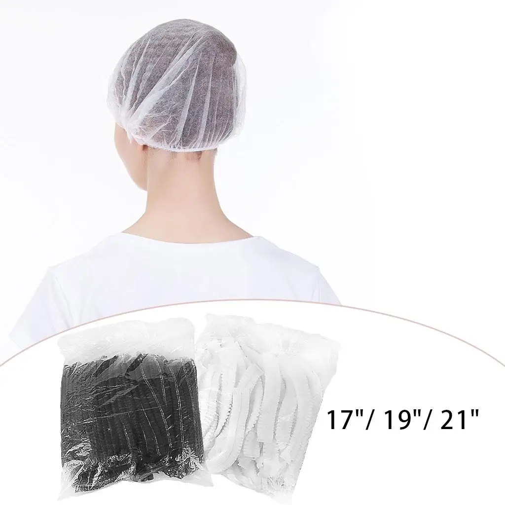 100Pcs/Bag Disposable Hair Shower Caps for Women Men Restaurants Use Bouffant