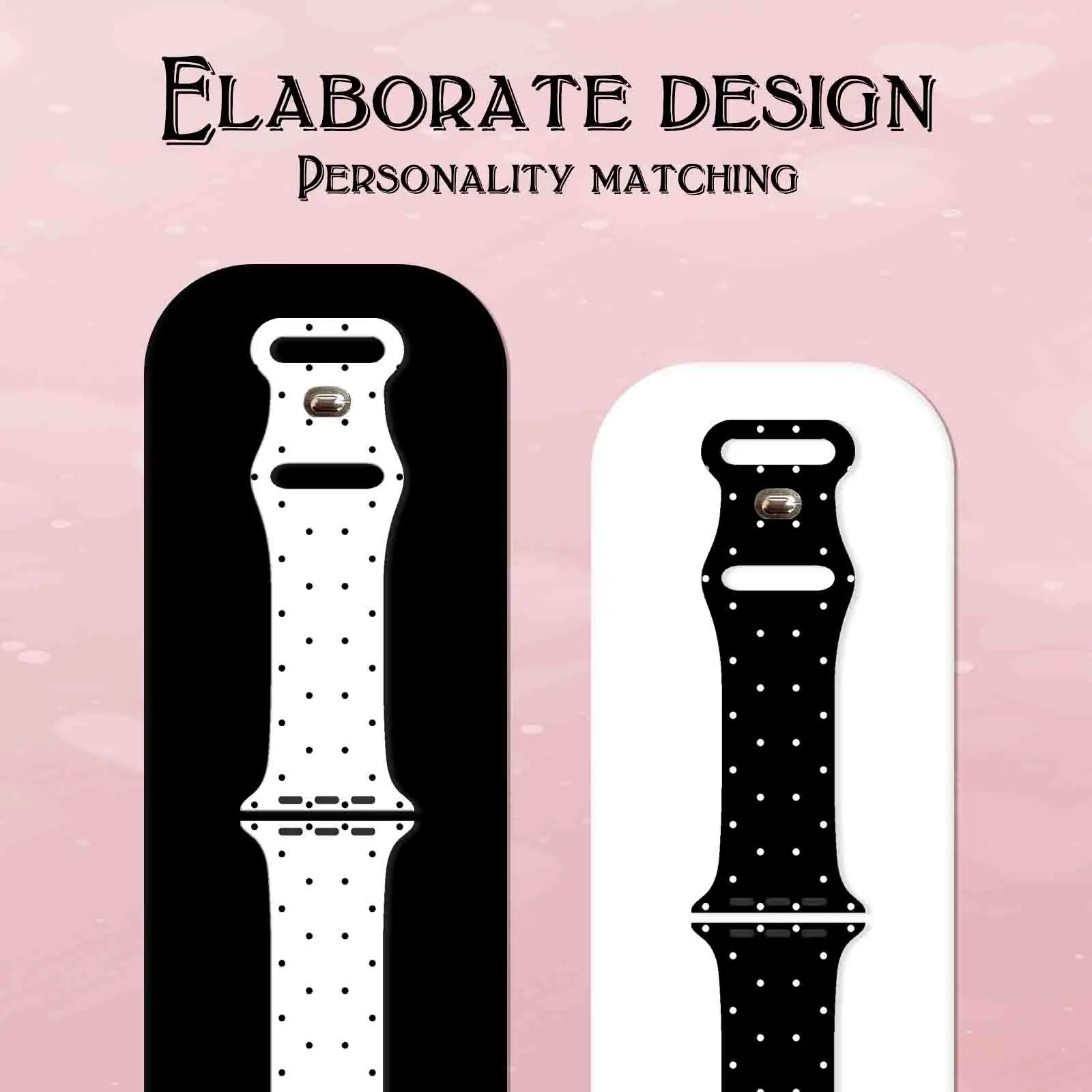 애플워치 11 10 9용 블랙 화이트 물방울 무늬 프린트 스트랩, iWatch 46mm 42mm 41mm 40mm 교체 가능한 밴드/팔찌