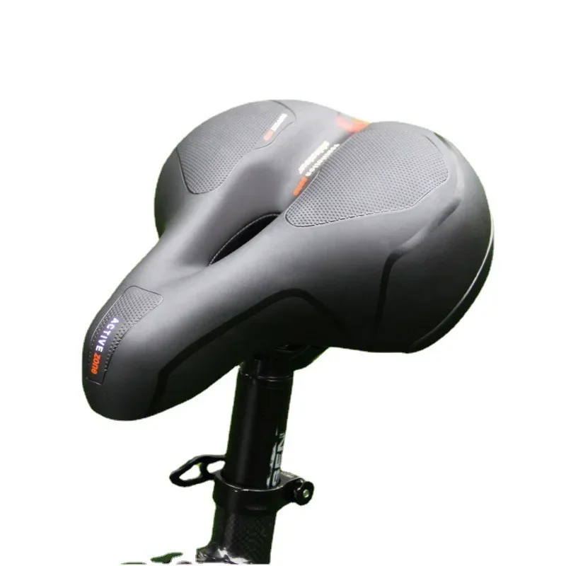 Hollow Breathable Bicycle Saddle Men Women MTB Road Bike Saddle Shock Absorbing Comfortable Big Butt Bike Seat Safety Warning