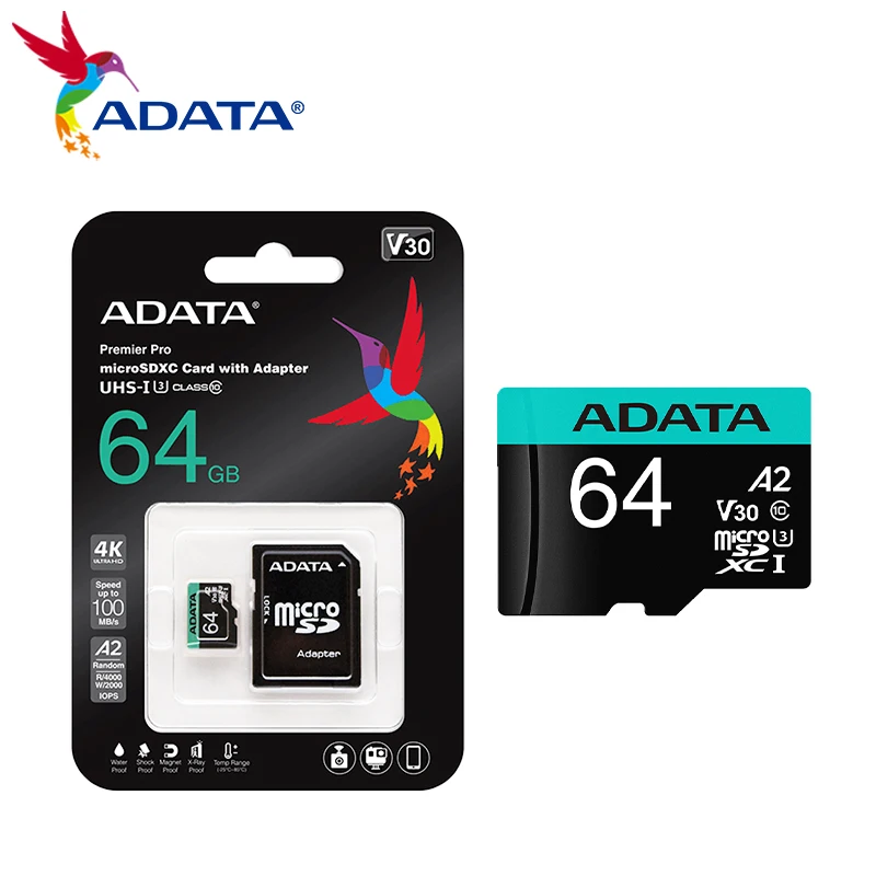 오리지널 ADATA TF 카드, 플래시 메모리 SDXC 카드, 256GB U3 4K V30 마이크로 SD 카드, 64GB, 128GB, 32GB, 512GB, 휴대폰 태블릿용
