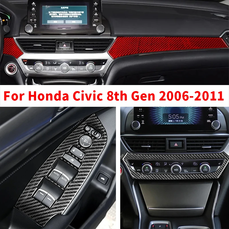 

For Honda Accord 18-21 Soft Carbon Fiber Gear Shift Window Lift Control Panel Air Outlet Suit Car Interior Accessories Sticker