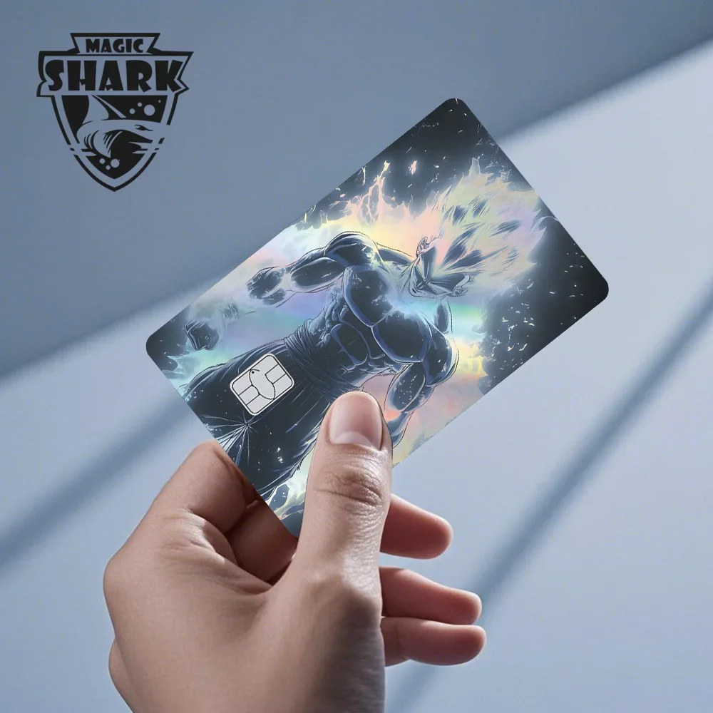 Magic Shark Anime Goku Vegeta Trunks Laser Holographic Shinny Skin Cover Sticker Film for Debit Credit Card